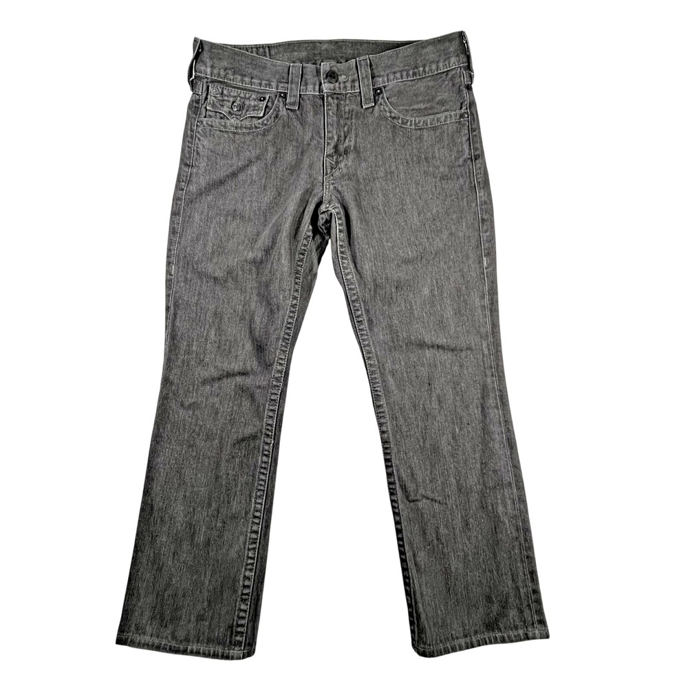 True Religion Ricky Jeans Men's 34 (Fits 37x29.5) Flap Pockets Gray Preppy USA